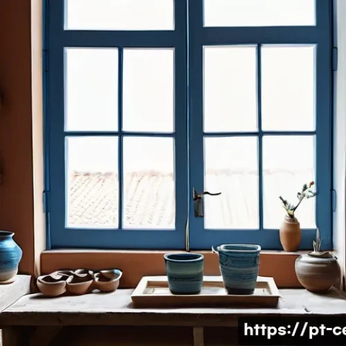 Home 24 미술세라믹 산업 취업 시장 - **Prompt: The Master Ceramista's Atelier in Lisbon**
A warm and inviting interior shot of a Port...