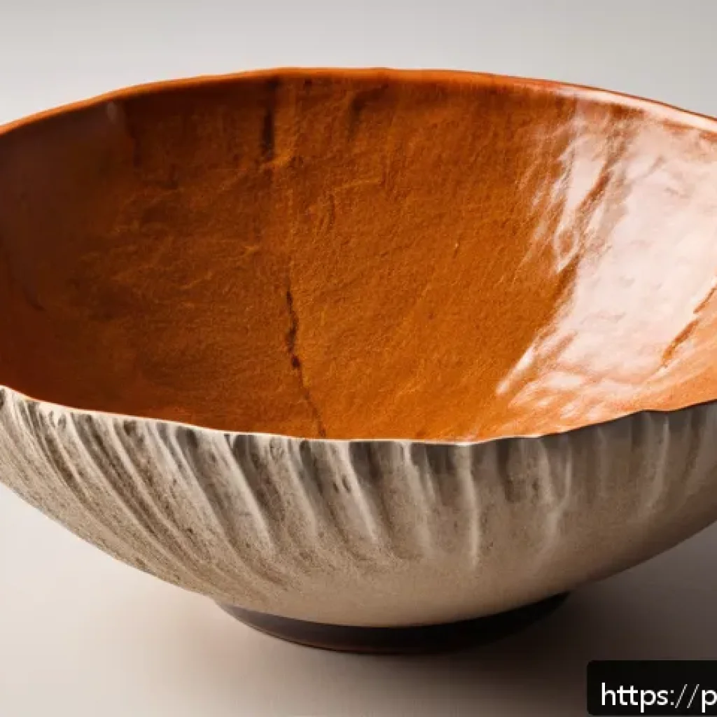 미술세라믹 창작 아이디어 - A handcrafted ceramic bowl featuring asymmetrical, wavy edges with a rustic, organic texture created...