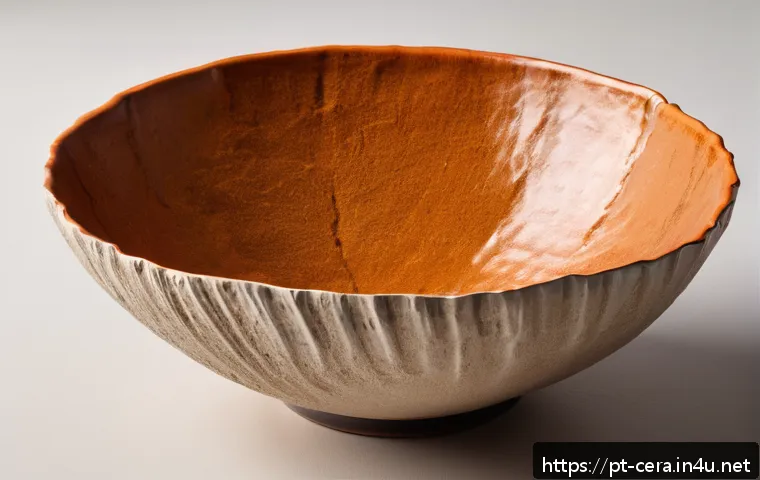 미술세라믹 창작 아이디어 - A handcrafted ceramic bowl featuring asymmetrical, wavy edges with a rustic, organic texture created...